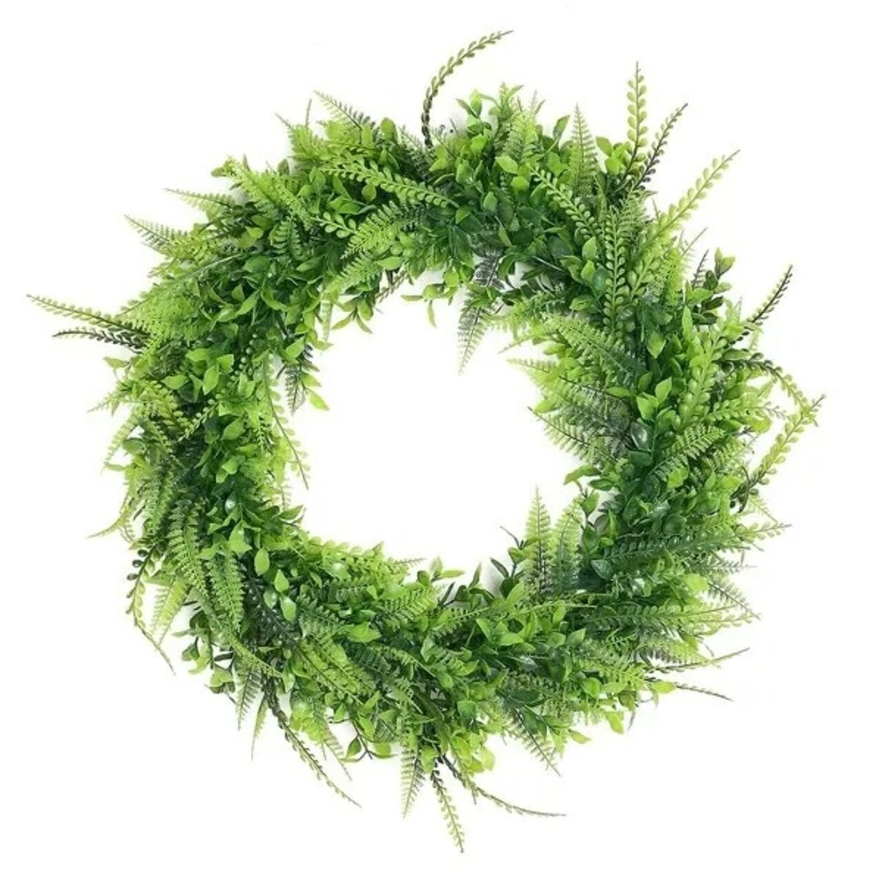 2 Green 22 in Wreaths Artificial Boxwood and Fern Leaves CANDLE RINGS Reception